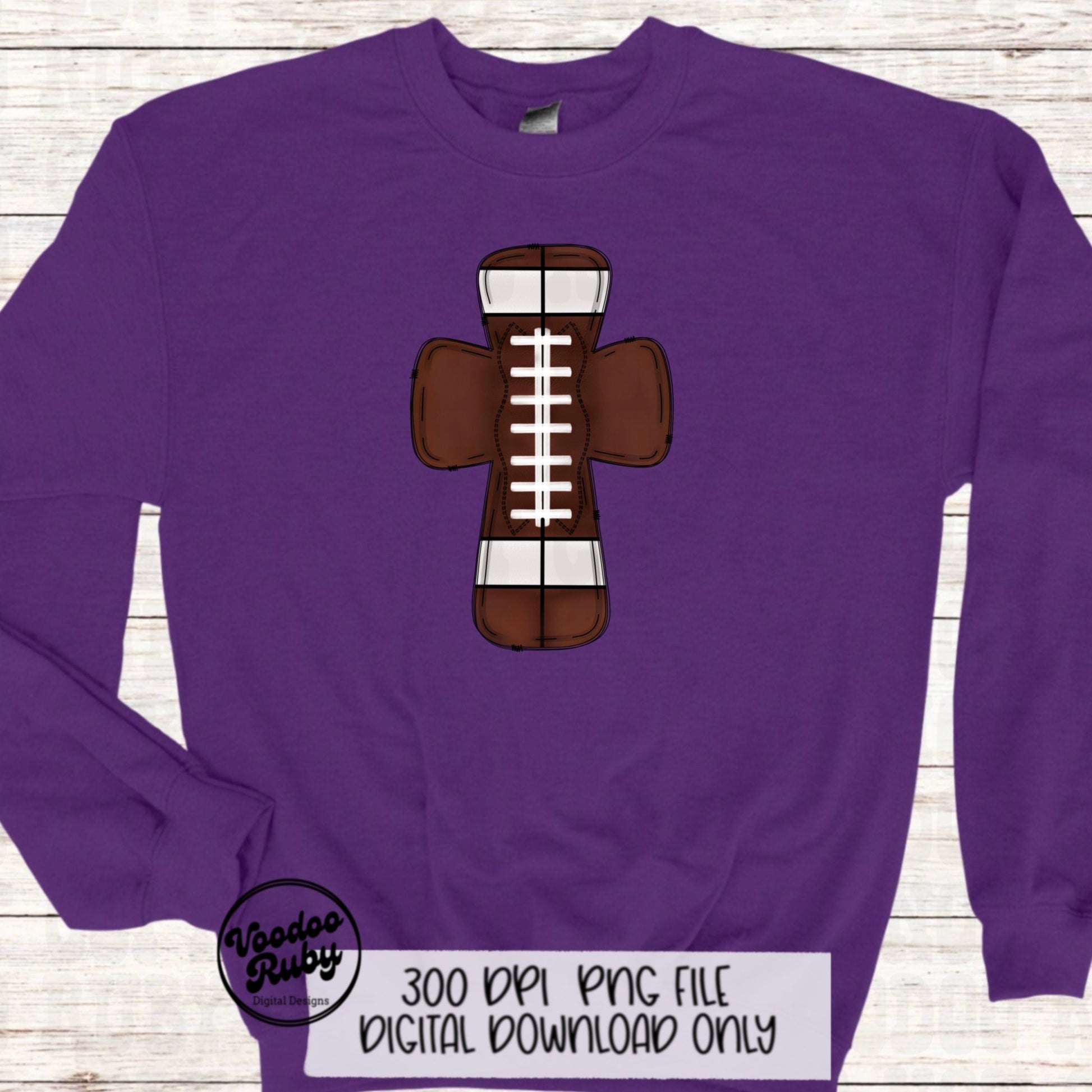 Christian Football PNG Design Sublimation Hand Drawn Digital Download Football Cross PNG Football DTF Blank Sports Clip Art Printable