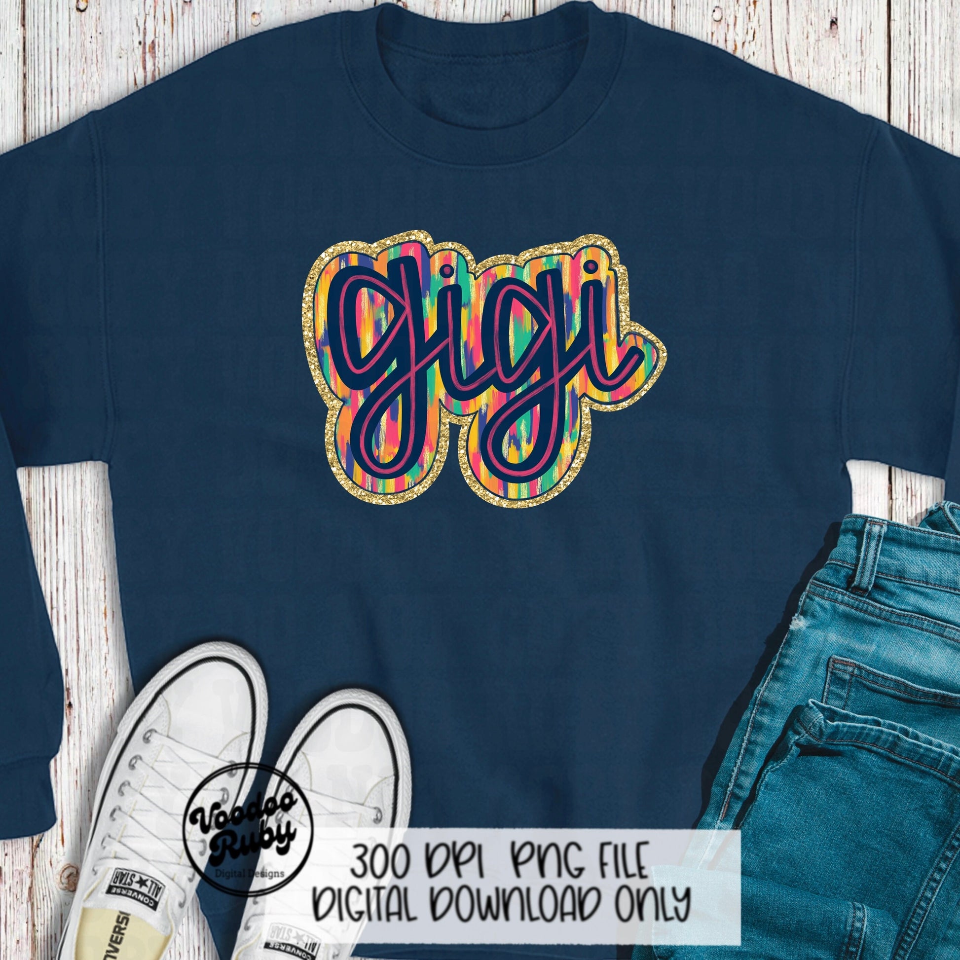 Glitter Gigi PNG Sublimation Design Hand Drawn Digital Download Summer PNG Gigi Clip Art Mom dtf Printable