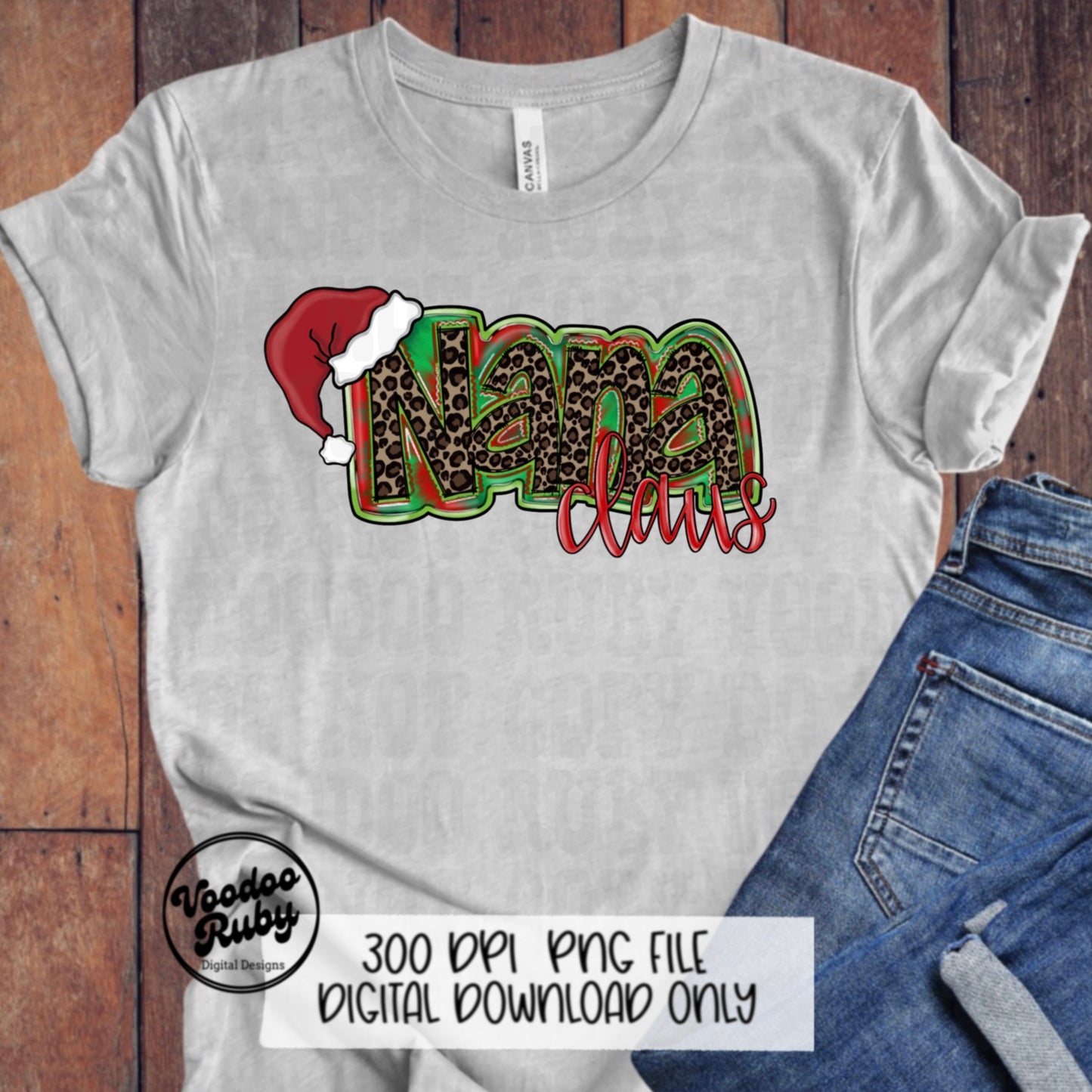 Nana Claus Christmas Sublimation Design | Hand Drawn Digital Design Download | Santa PNG | Nana Claus PNG | Clip Art | Printable
