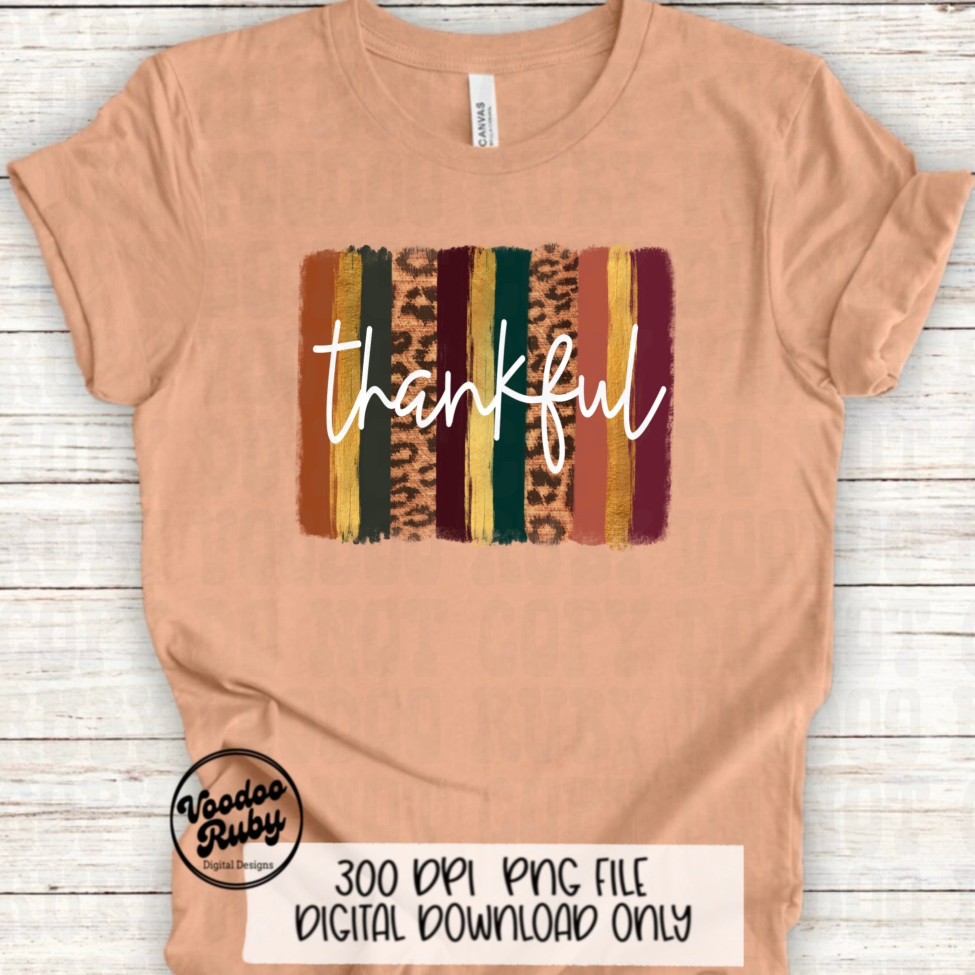 Thankful PNG Design Digital Download Sublimation Thanksgiving PNG Fall Leopard PNG Thankful dtf Printable Fall Clip Art