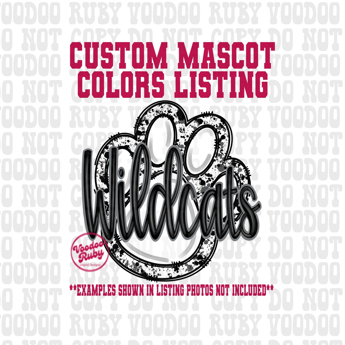 Wildcats Mascot PNG: Hand Drawn Football Paw Print Design (Digital Download)