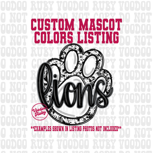 Lions PNG Design Custom Mascot Hand Drawn Digital Download Football PNG Sublimation Paw Print Design Custom Lions DTF Printable Clip Art