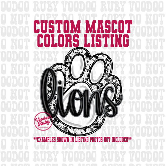Lions PNG Design Custom Mascot Sublimation Hand Drawn Digital Download Football PNG Paw Print Design Custom Lions DTF Printable Clip Art