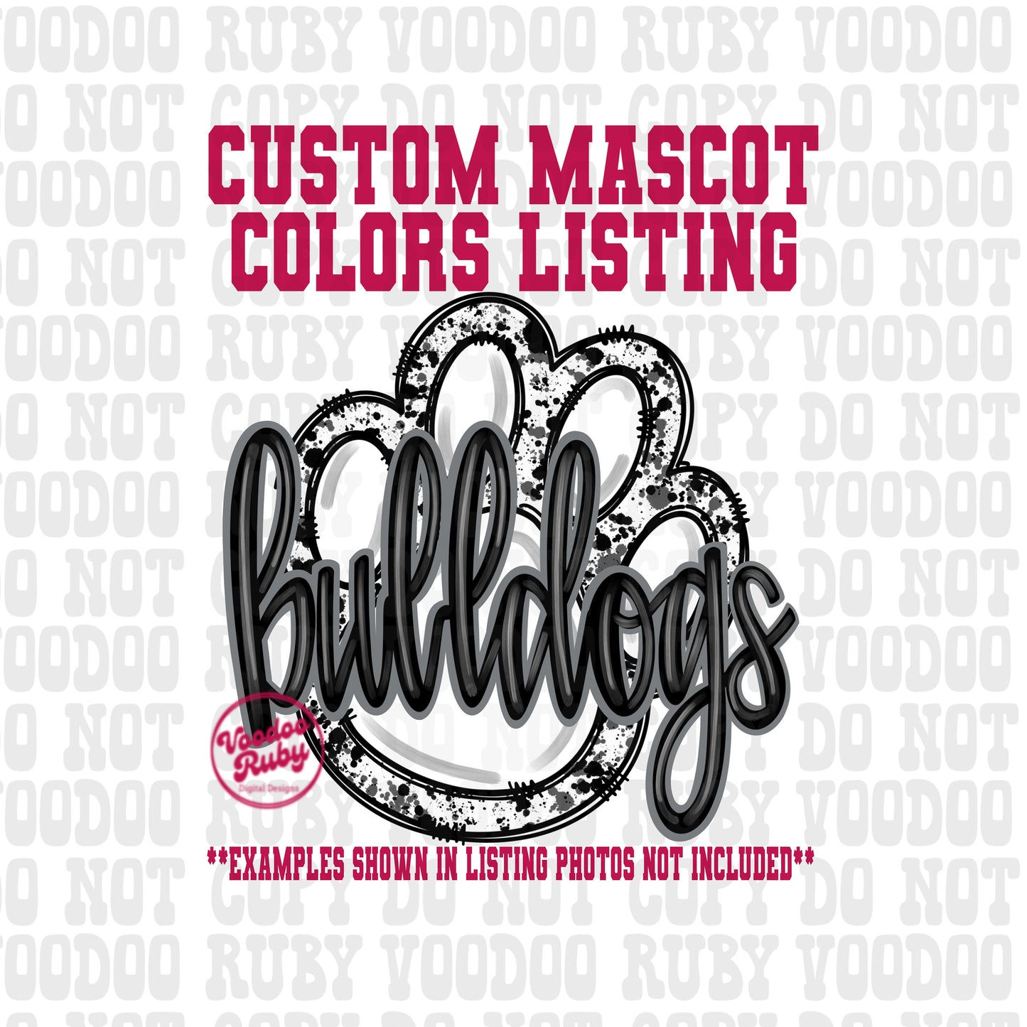 Bulldogs PNG Design Custom Mascot Hand Drawn Digital Download Sublimation Football PNG Paw Print Design Bulldogs DTF Printable Clip Art