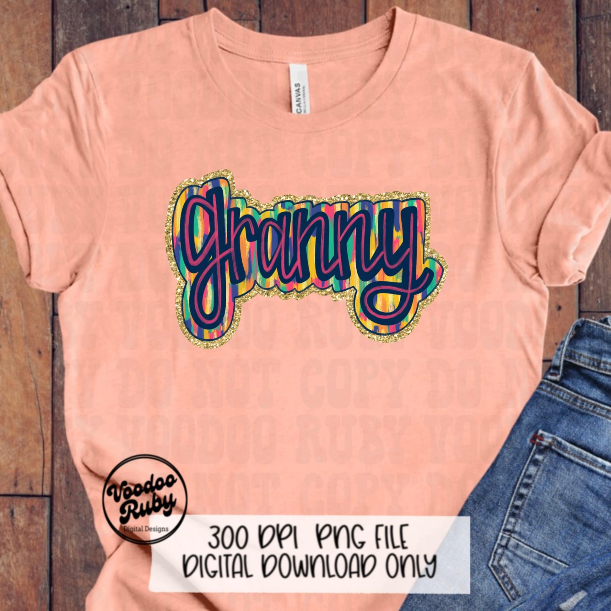 Glitter Granny PNG Design Sublimation Hand Drawn Digital Download Summer PNG Granny Clip Art Mom Mother's Day Design dtf Printable