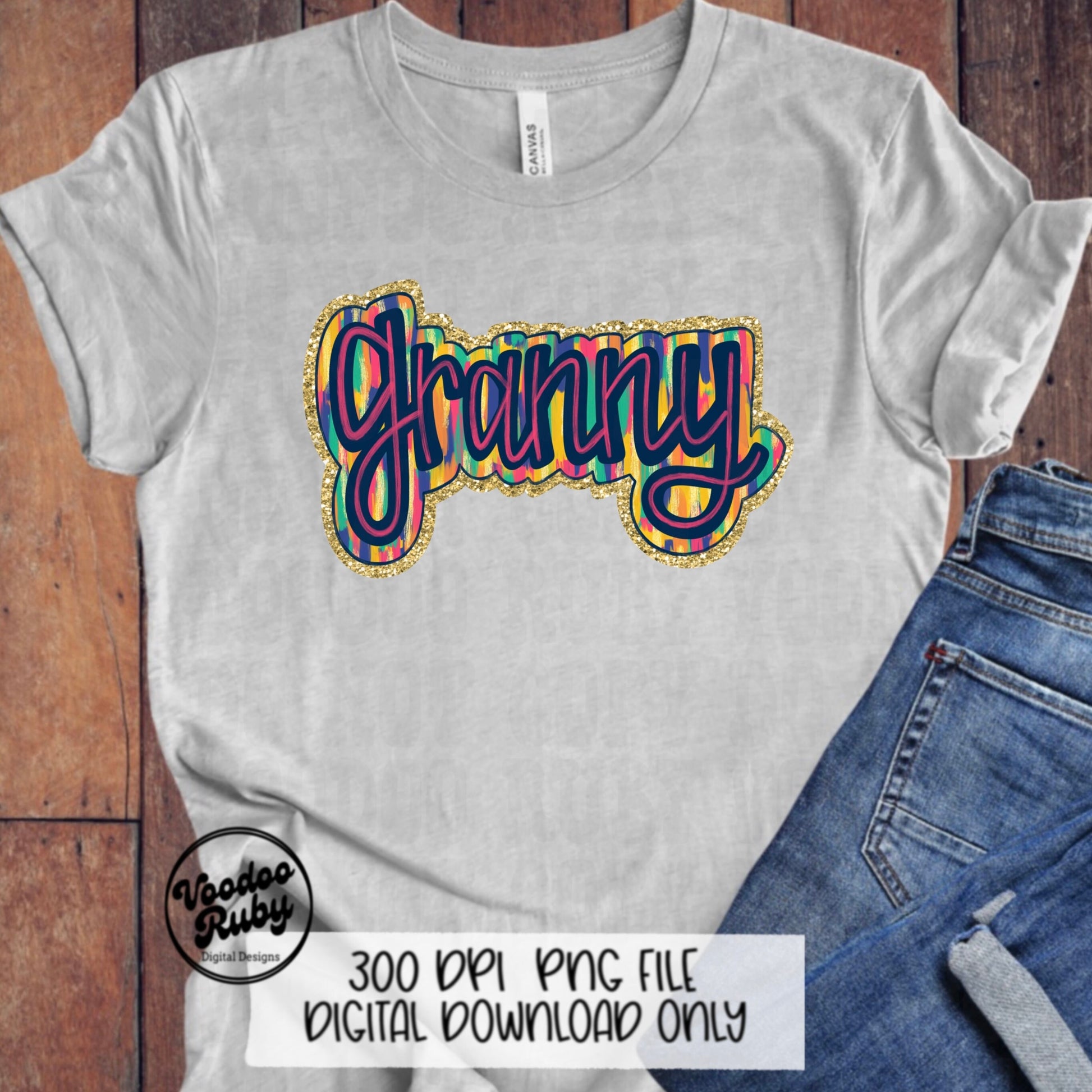 Glitter Granny PNG Design Sublimation Hand Drawn Digital Download Summer PNG Granny Clip Art Mom Mother's Day Design dtf Printable