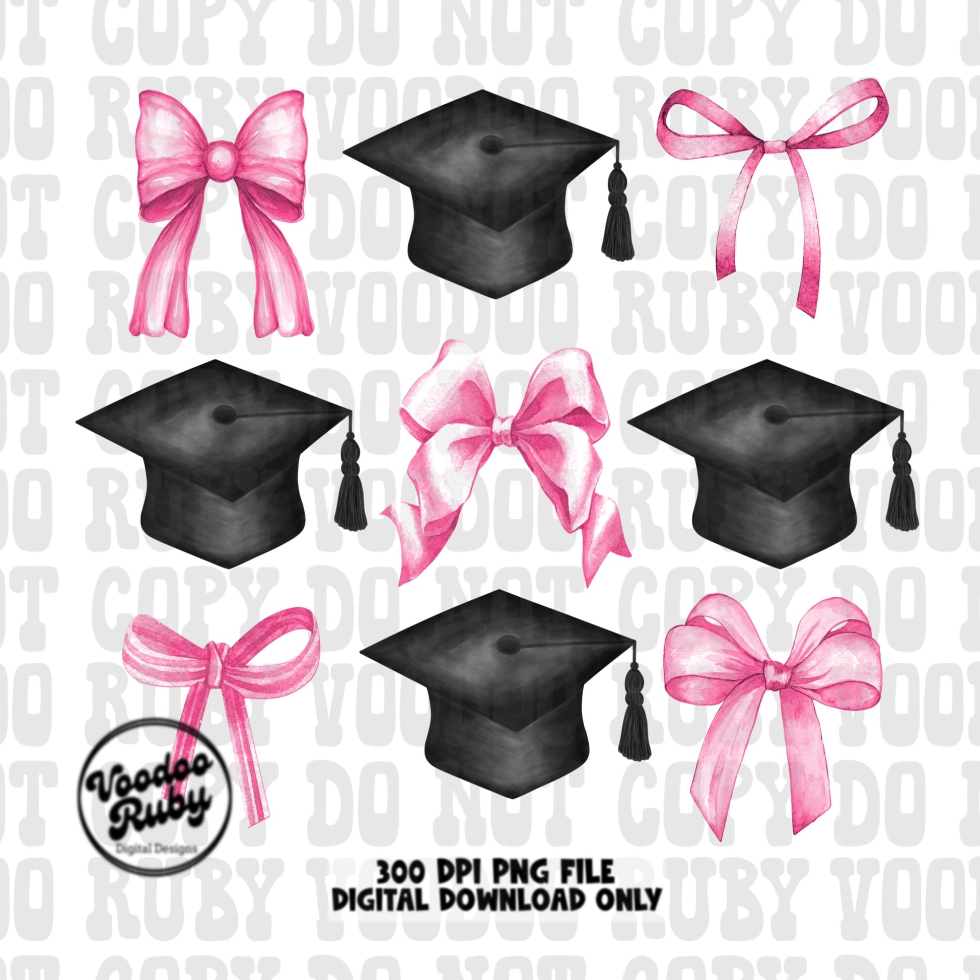 Coquette Graduation PNG Sublimation Design Hand Drawn Digital Download Pink Bow PNG Graduation Clip Art Class of 2024 Png Coquette dtf