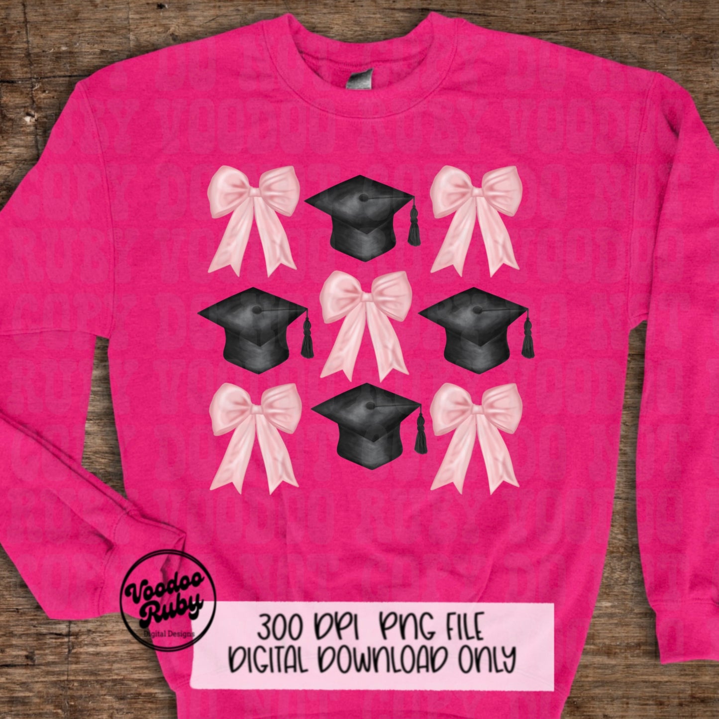 Coquette Graduation PNG Sublimation Design Hand Drawn Digital Download Pink Bow PNG Graduation Clip Art Class of 2024 Png Coquette dtf