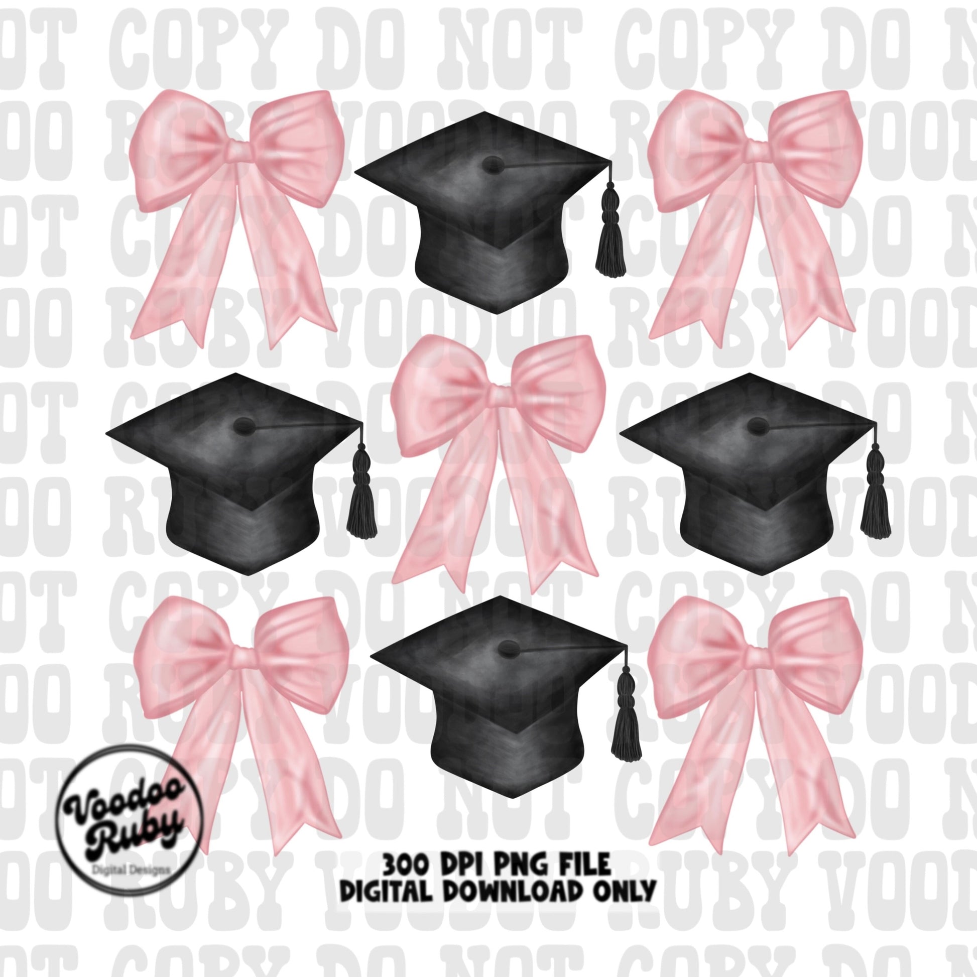 Coquette Graduation PNG Sublimation Design Hand Drawn Digital Download Pink Bow PNG Graduation Clip Art Class of 2024 Png Coquette dtf