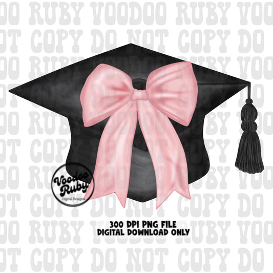 Coquette Graduation PNG Sublimation Design Hand Drawn Digital Download Pink Bow PNG Graduation Clip Art Class of 2024 Png Coquette dtf