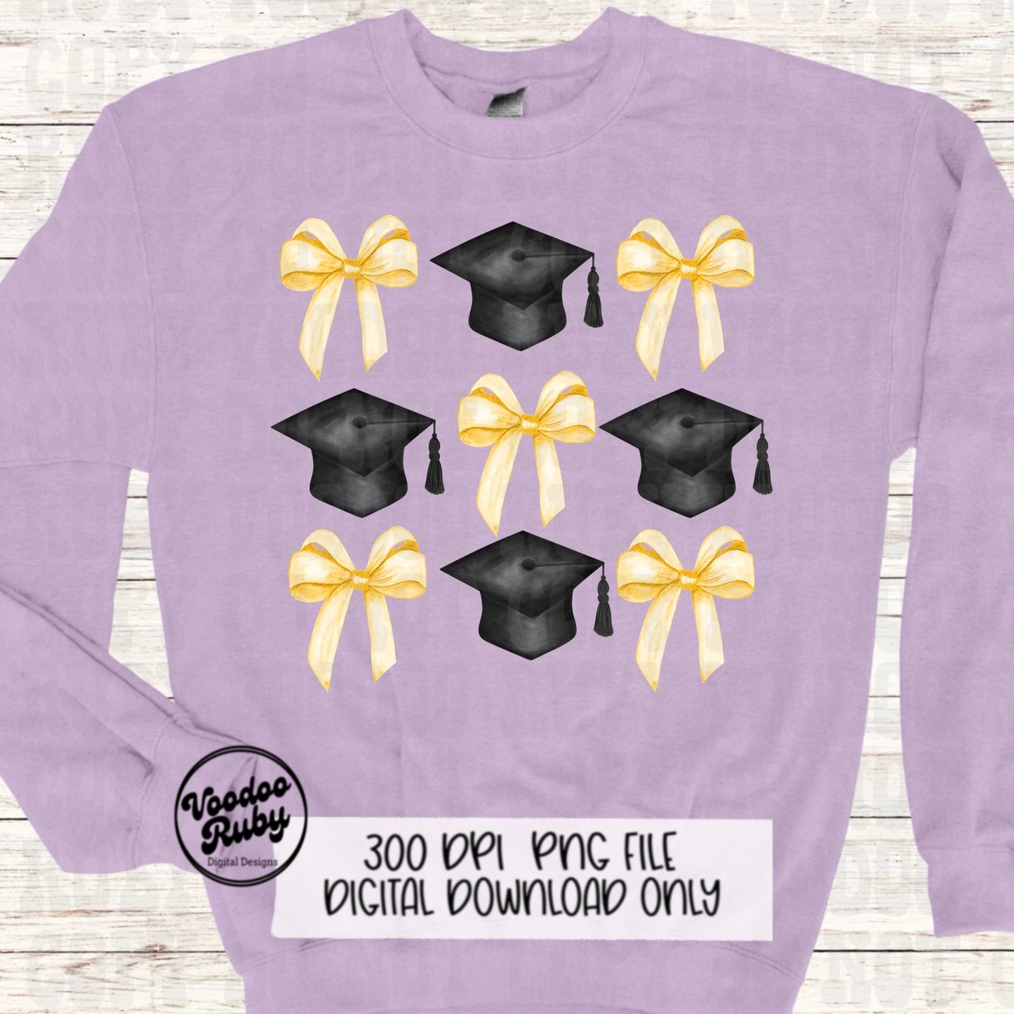 Coquette Graduation PNG Sublimation Design Hand Drawn Digital Download Yellow Bow PNG Graduation Clip Art Class of 2024 Png Coquette dtf