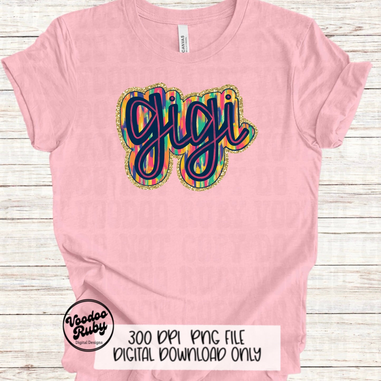 Glitter Gigi PNG Sublimation Design Hand Drawn Digital Download Summer PNG Gigi Clip Art Mom dtf Printable
