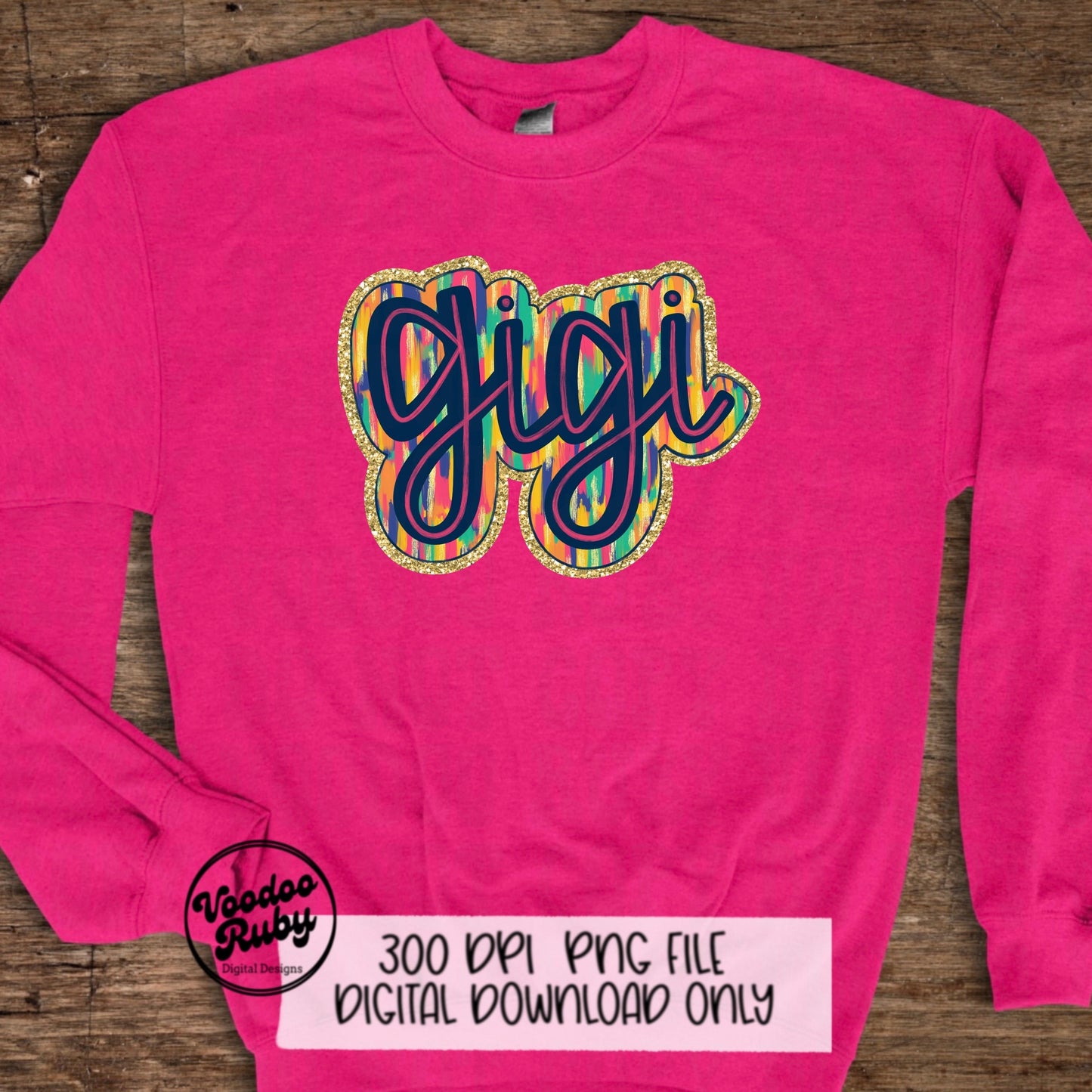 Glitter Gigi PNG Design Sublimation Hand Drawn Digital Download Summer PNG Gigi Clip Art Mom Mother's Day Design dtf Printable