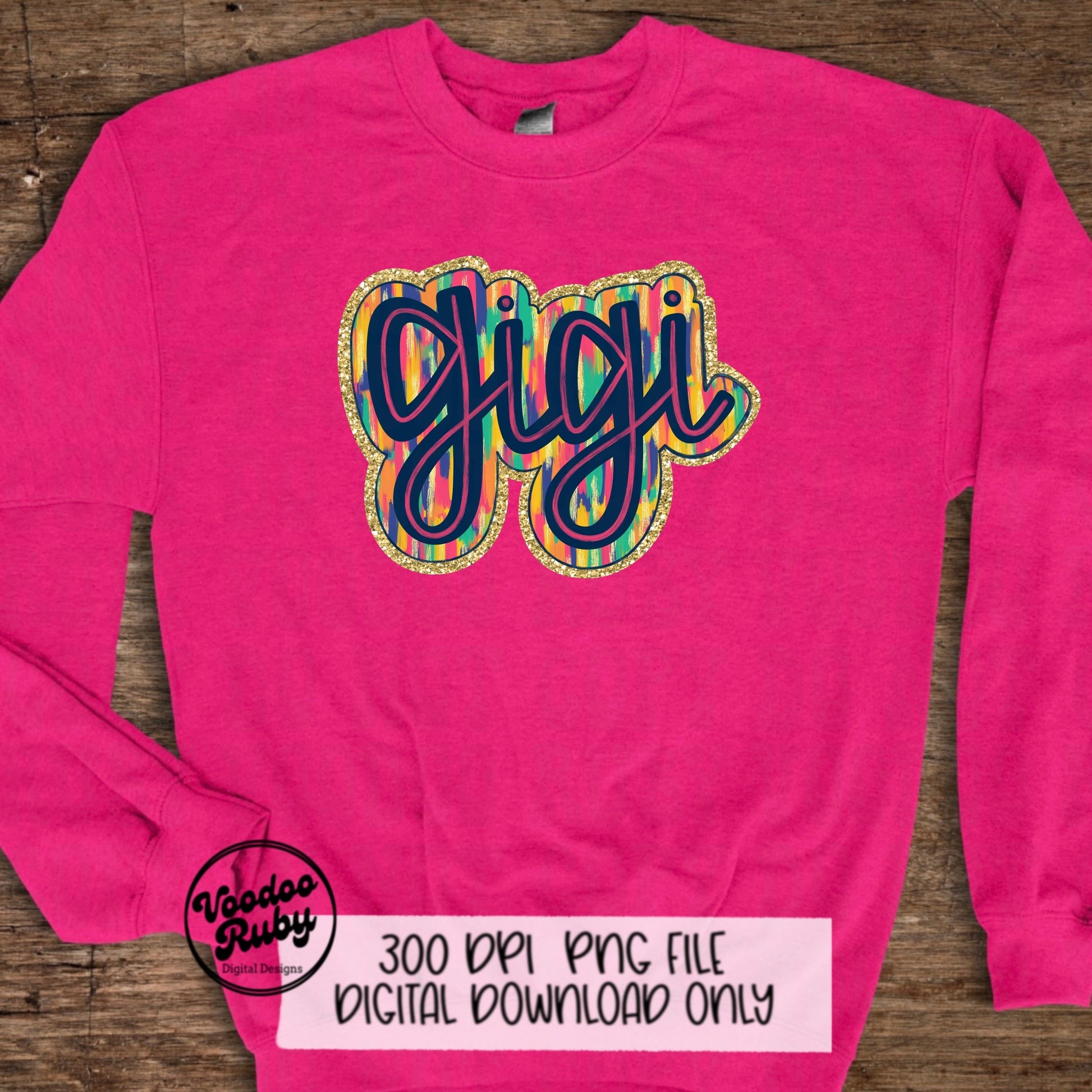 Glitter Gigi PNG Design Sublimation Hand Drawn Digital Download Summer PNG Gigi Clip Art Mom Mother's Day Design dtf Printable