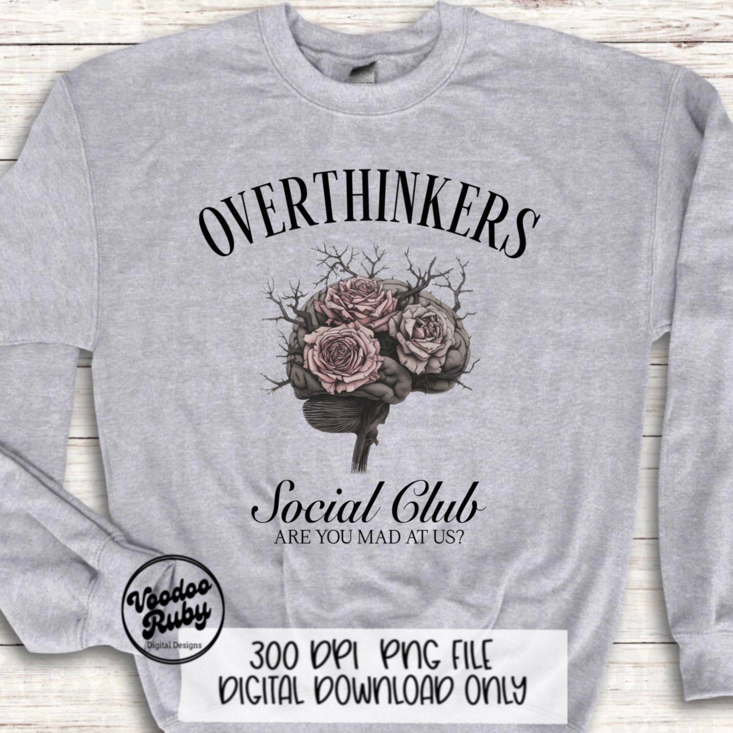 Overthinkers Social Club PNG: Funny Anxiety Design (Digital Download)