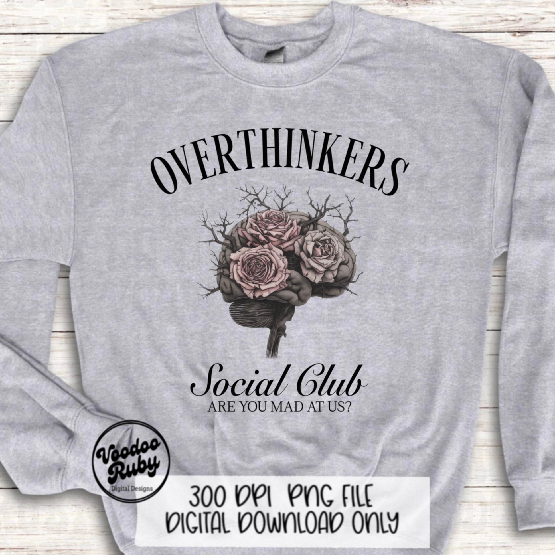 Overthinkers Social Club PNG: Funny Anxiety Design (Digital Download)