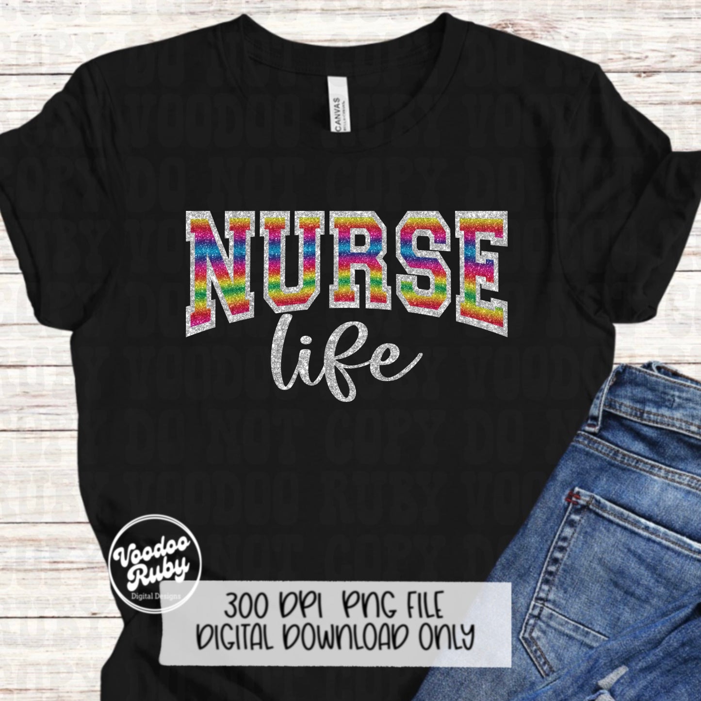 Glitter Nurse Life PNG Design RN Sublimation Digital Download Sparkle RN Nurse Printable Nurse Clip Art Colorful png Nurse Dtf