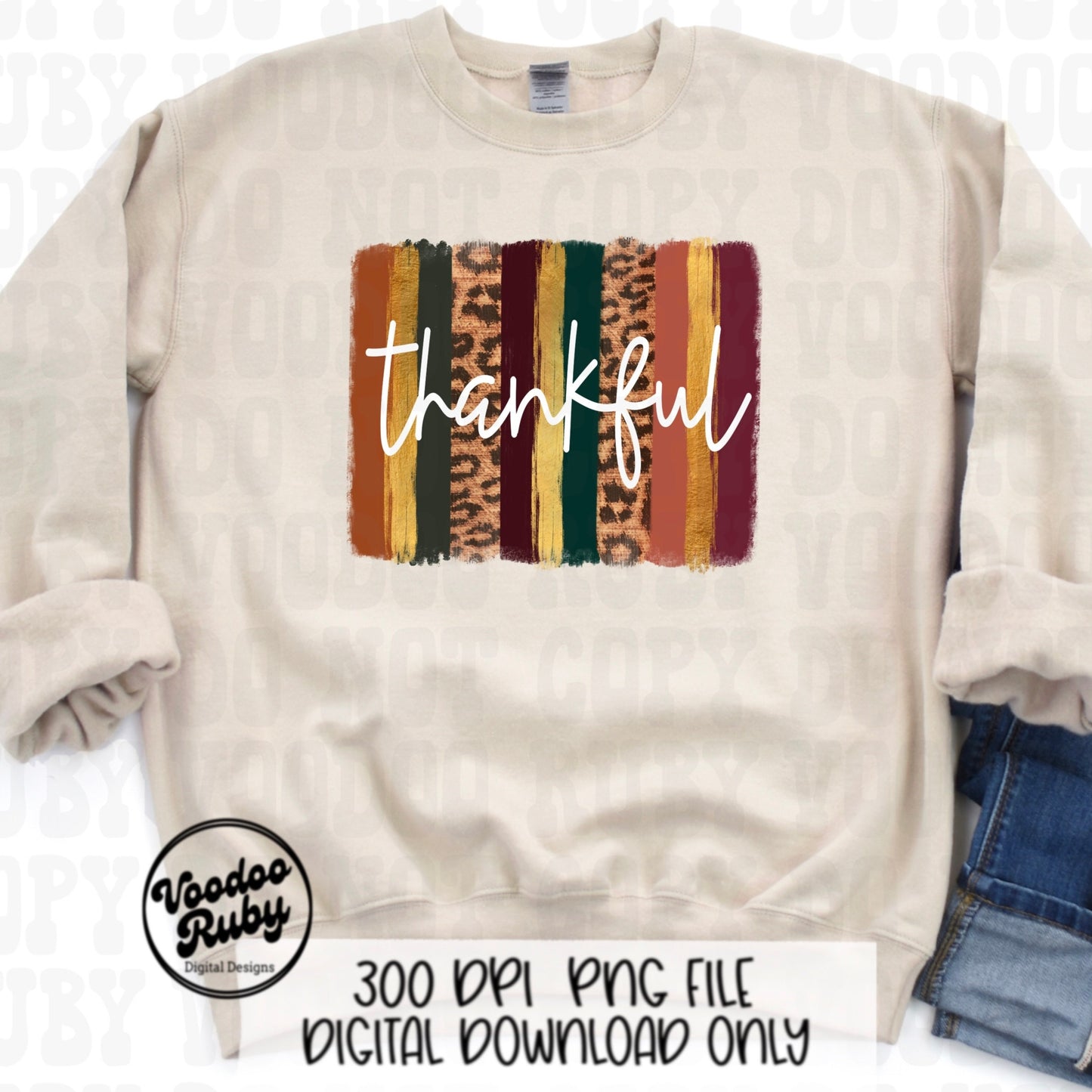 Thankful PNG Design Digital Download Sublimation Thanksgiving PNG Fall Leopard PNG Thankful dtf Printable Fall Clip Art