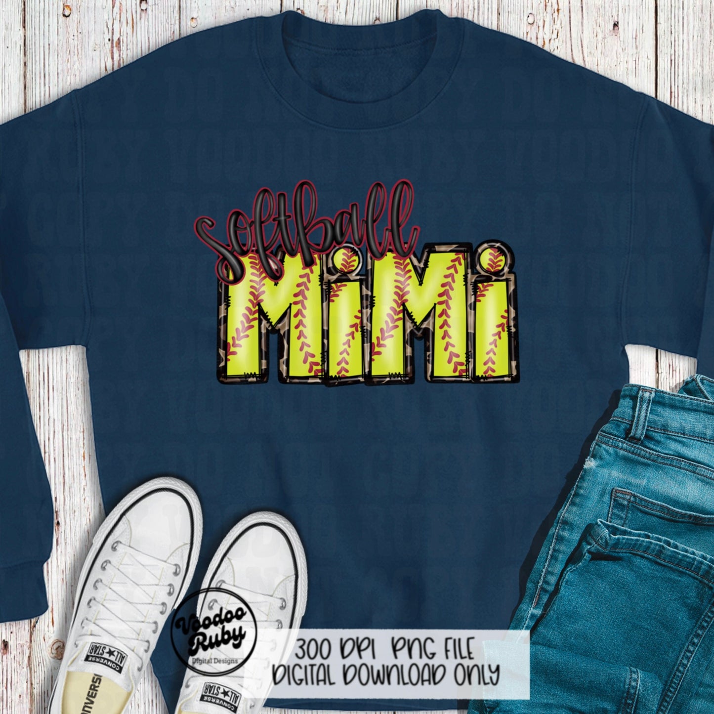 Softball Mimi PNG Design: Hand-Drawn Sublimation Art (Digital Download)