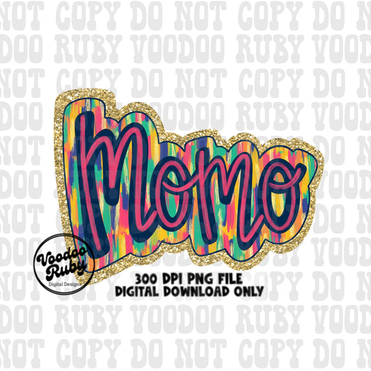 Glitter Momo PNG Sublimation Design Hand Drawn Digital Download Summer PNG Momo Clip Art Mom dtf Printable