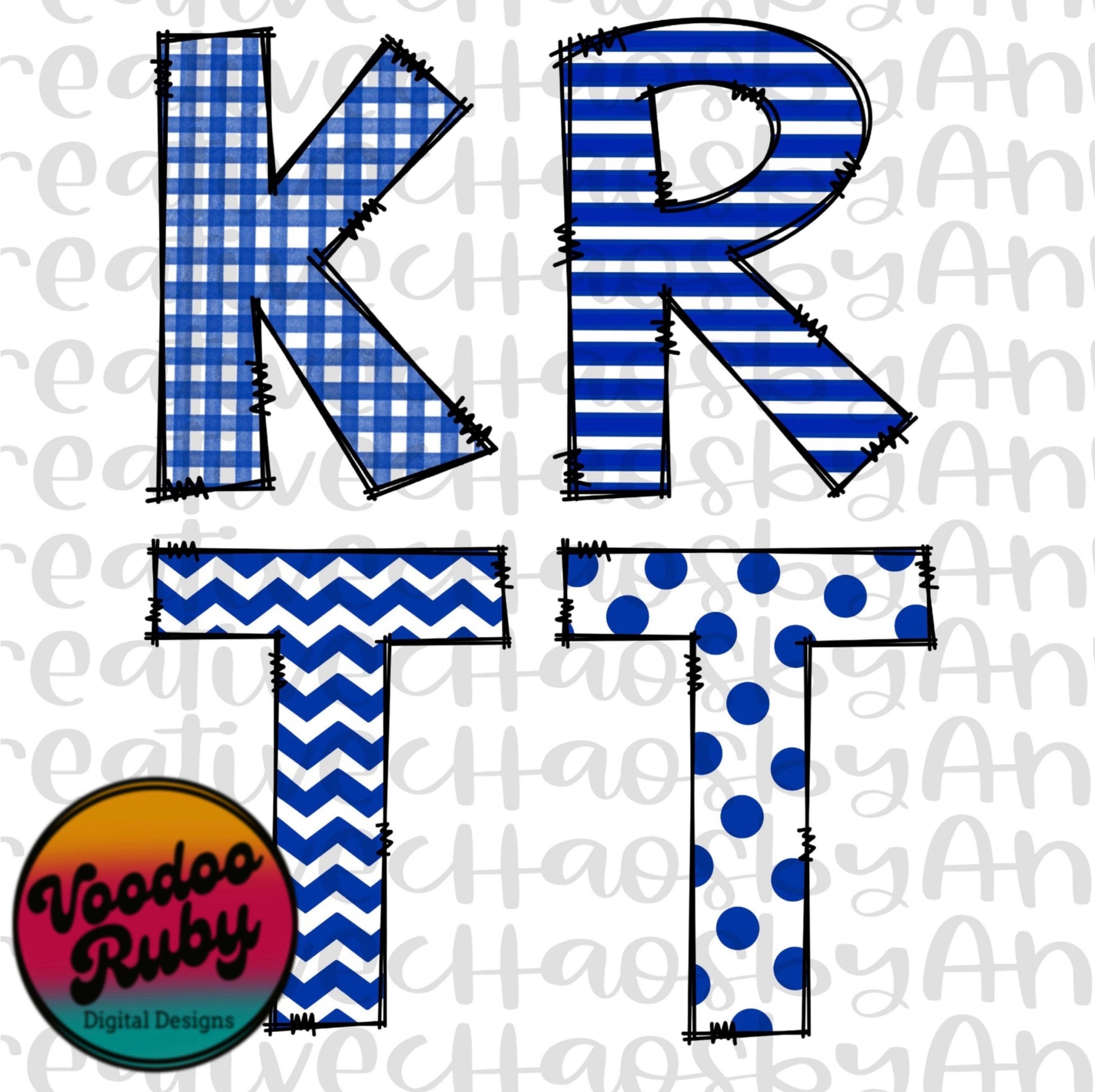 Doodle Letters PNG Alphabet Blue White Bundle Hand Drawn Digital Download Sublimation Alphabet PNG Alpha Pack DTF Printable Clip Art