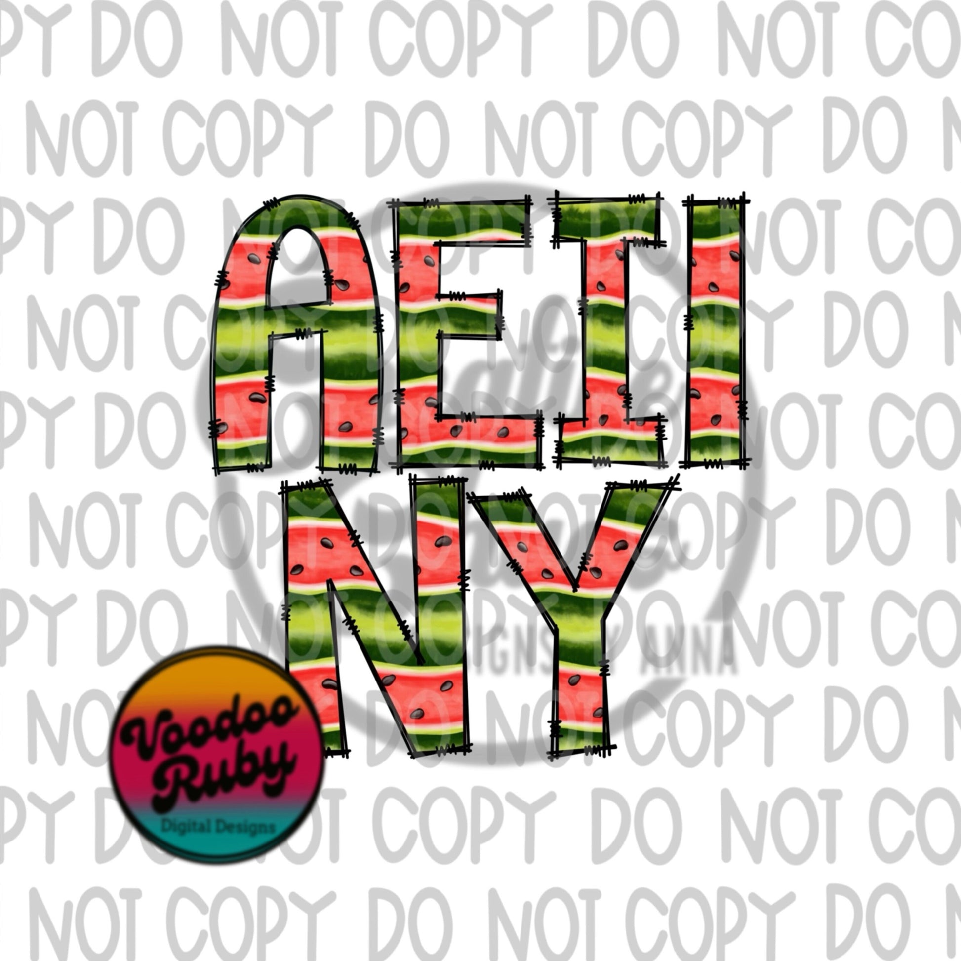 Watermelon Doodle Alphabet PNG: Summer Letter Bundle (Digital Download
