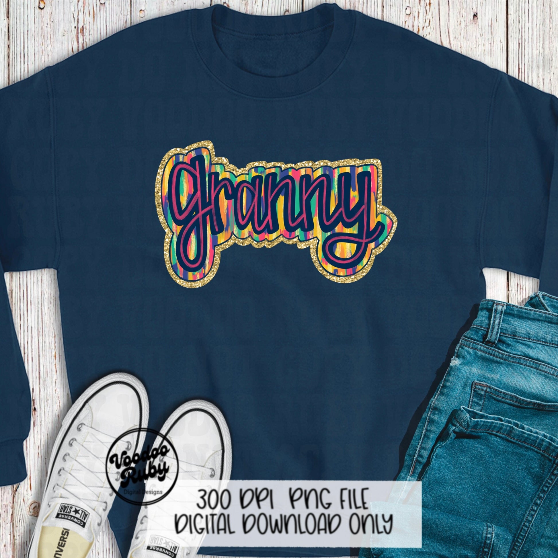 Glitter Granny PNG Design Sublimation Hand Drawn Digital Download Summer PNG Granny Clip Art Mom Mother's Day Design dtf Printable