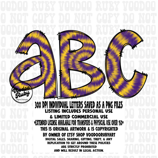 Purple Gold Doodle Letters PNG Sublimation Hand Drawn Digital Download Tie Dye Purple Gold Alphabet Bundle png Doodle Alphabet DTF Printable