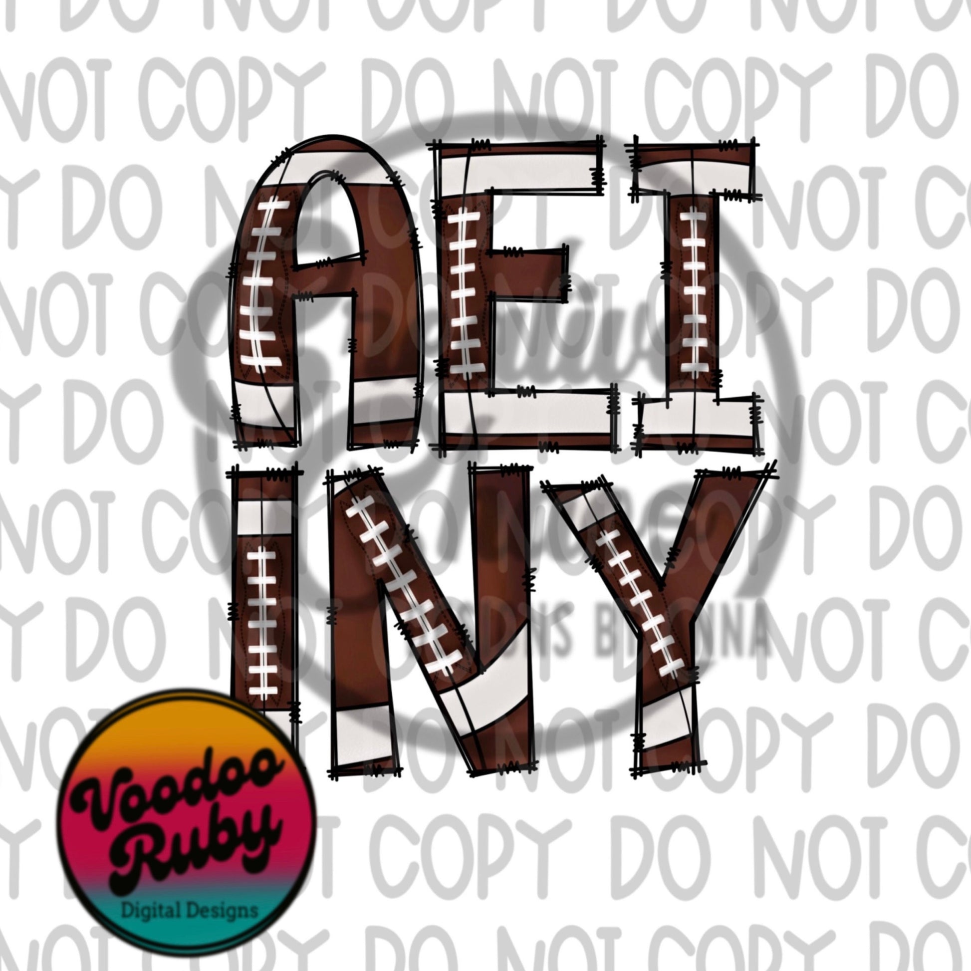 Football Doodle Alphabet PNG: Hand Drawn Letters, Sublimation Design (Digital Download