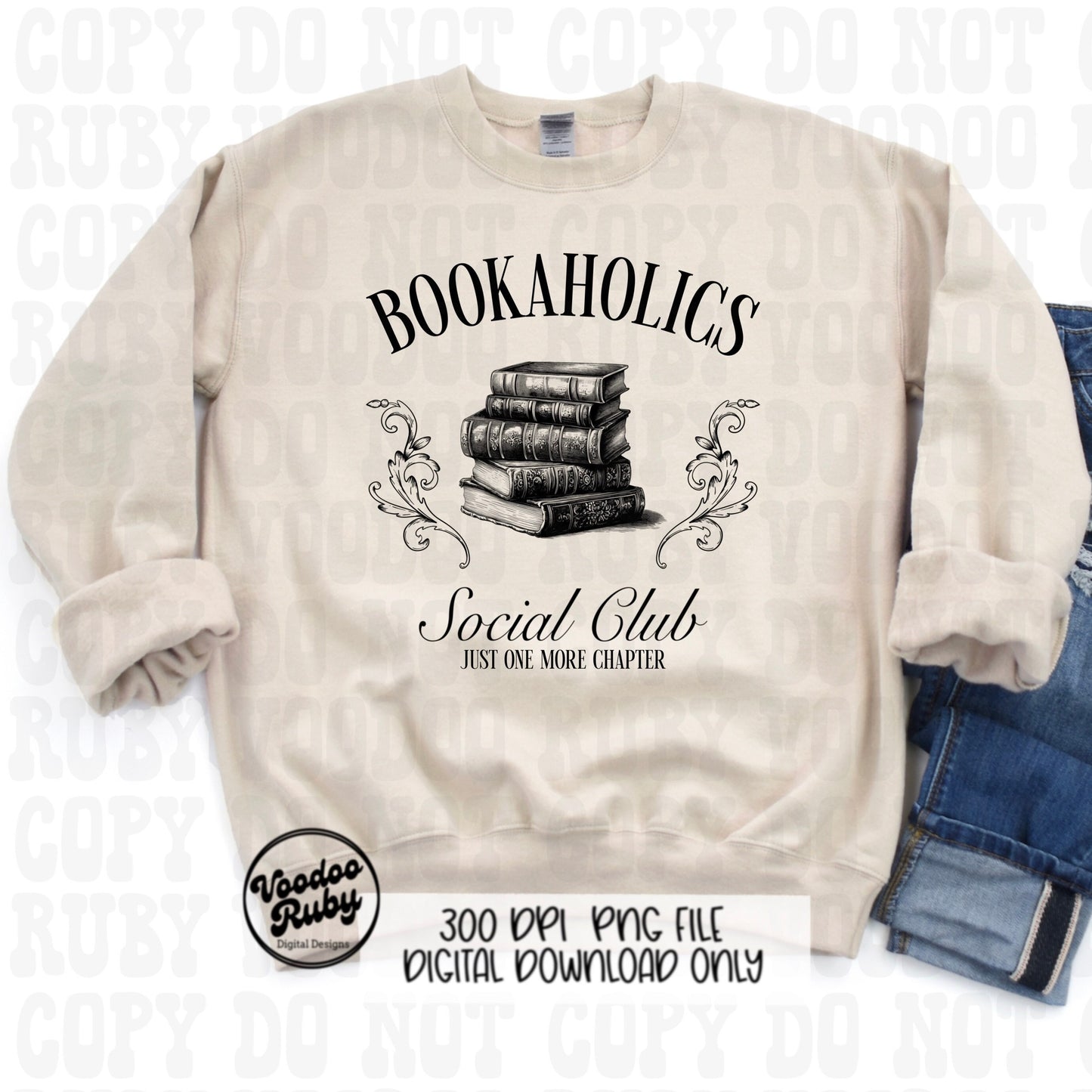 Bookaholics Social Club PNG - Funny Book Reading Design (Digital Download)