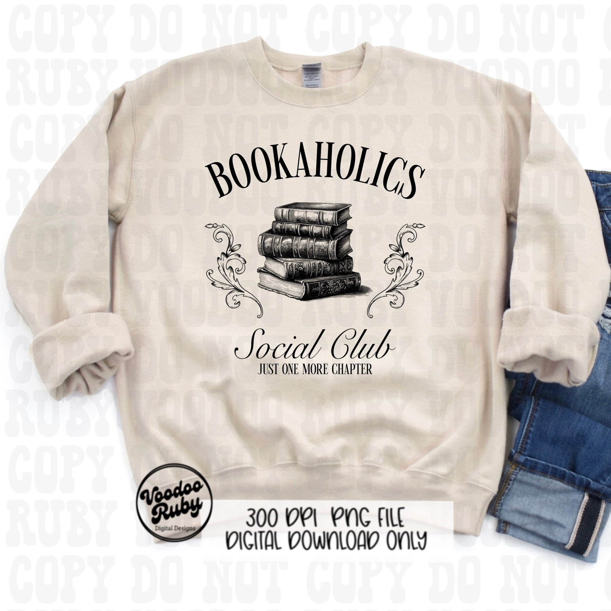 Bookaholics Social Club PNG - Funny Book Reading Design (Digital Download)