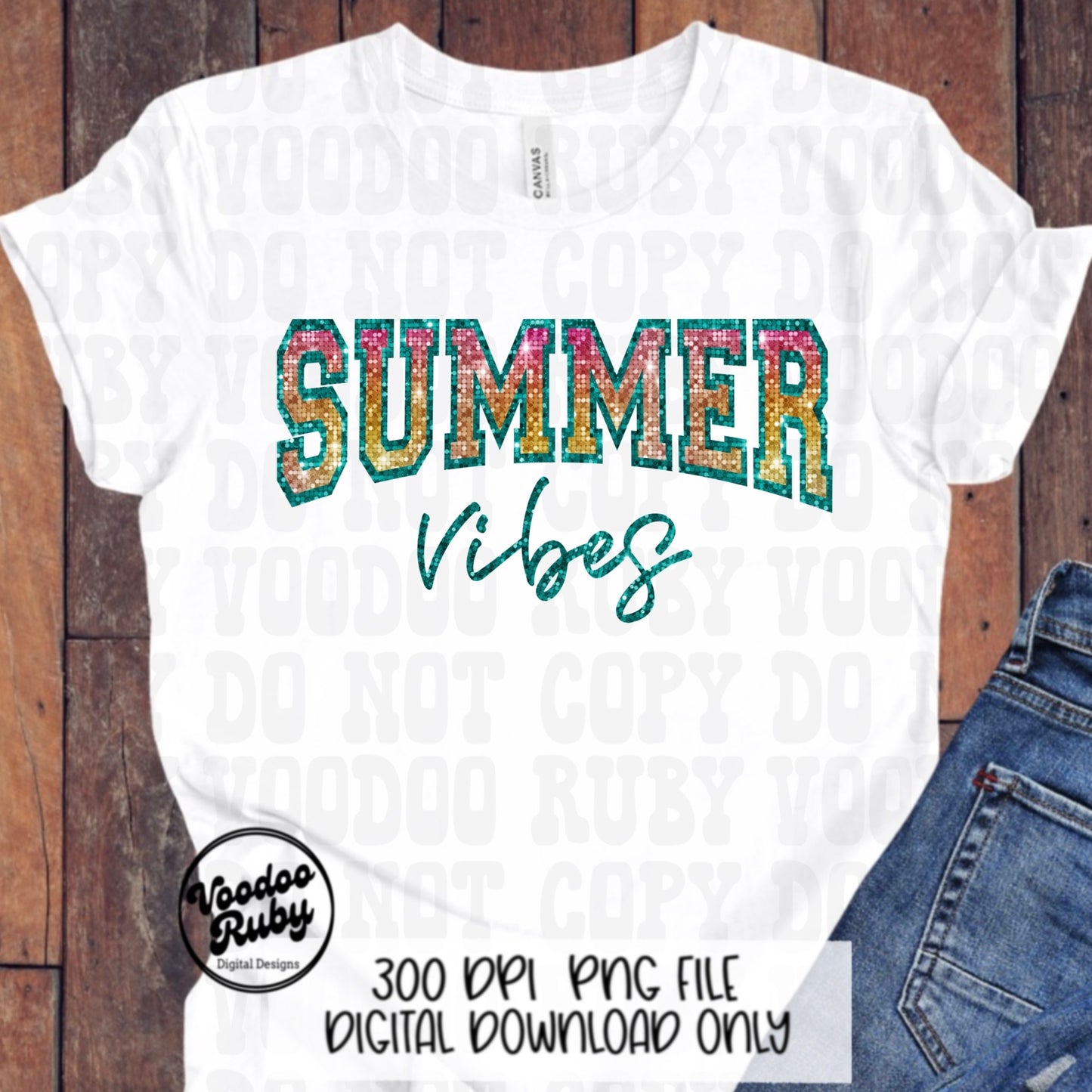 Summer Vibes PNG Design, Glitter Sublimation Digital Download, Summer Shirt Clip Art DTF