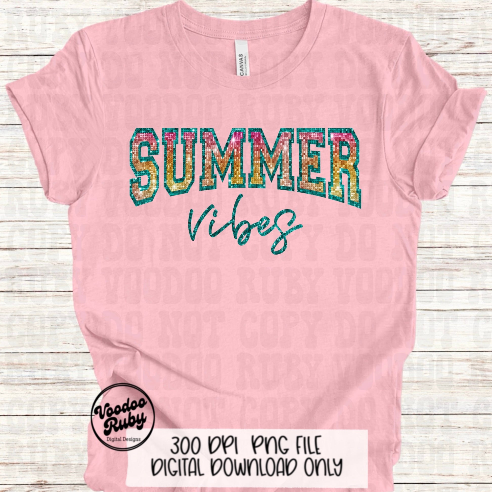 Summer Vibes PNG Design, Glitter Sublimation Digital Download, Summer Shirt Clip Art DTF