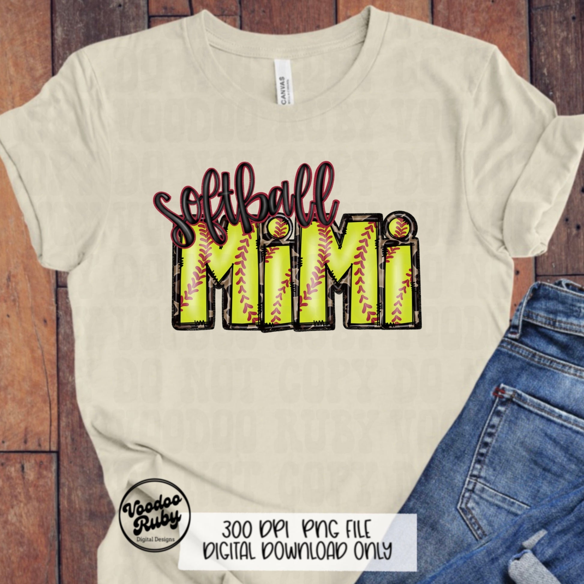 Softball Mimi PNG Design: Hand-Drawn Sublimation Art (Digital Download)
