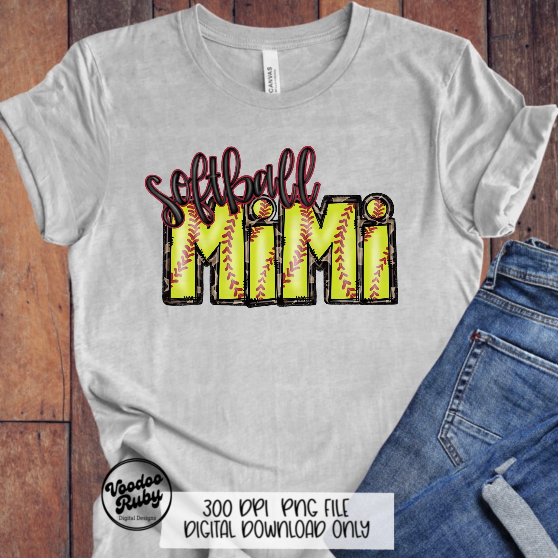 Softball Mimi PNG Design: Hand-Drawn Sublimation Art (Digital Download)