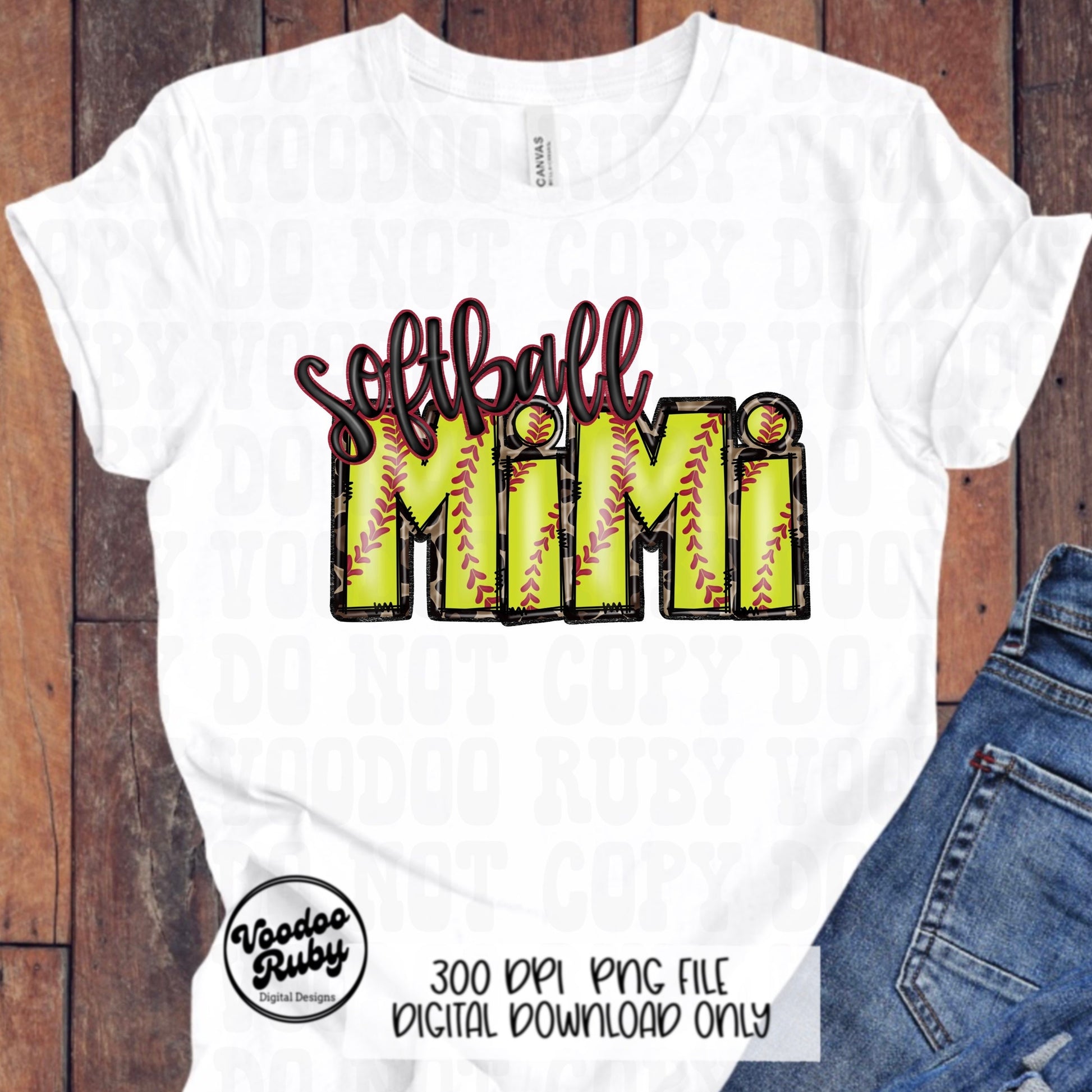 Softball Mimi PNG Design: Hand-Drawn Sublimation Art (Digital Download)