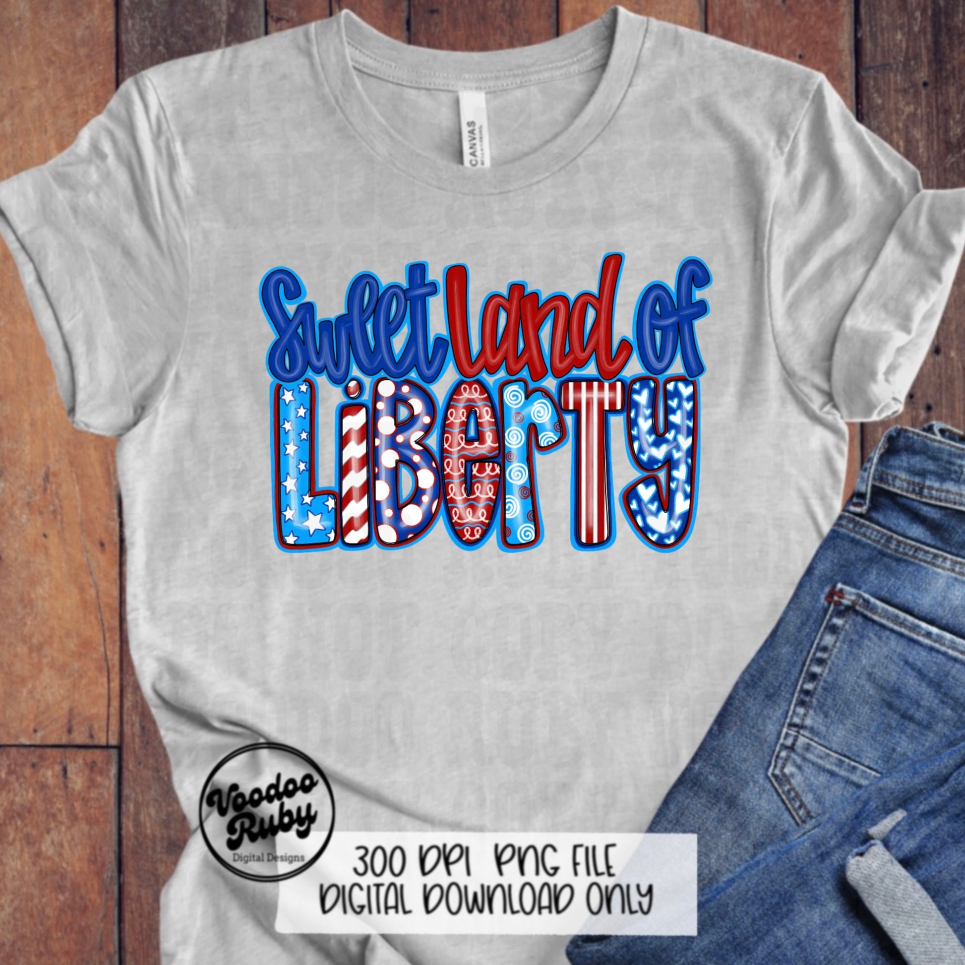 4th of July America PNG Sublimation Design Hand Drawn Digital Download Summer PNG Sweet Land of Liberty American Clip Art dtf Printable