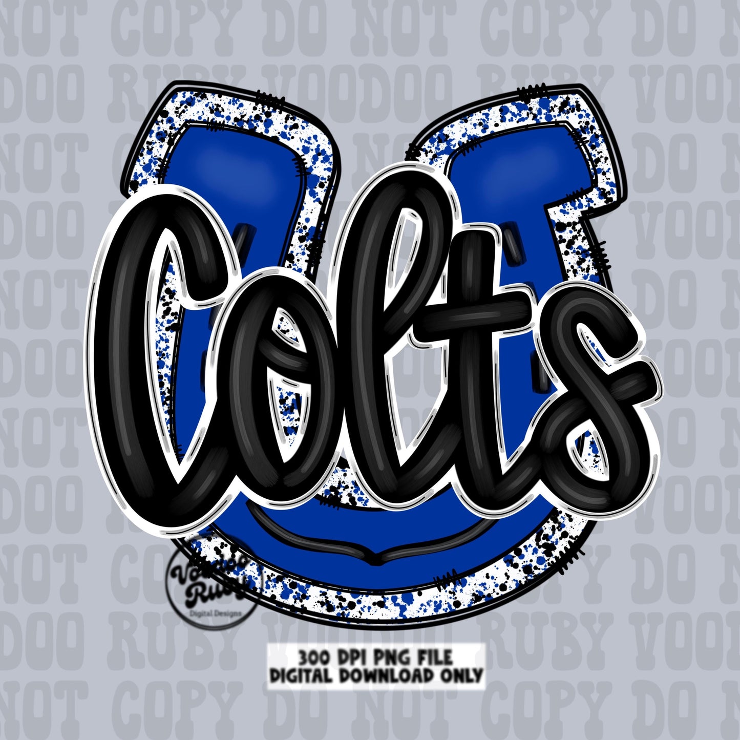 Colts PNG Design Sublimation Hand Drawn Digital Download Blue Colts Football Mascot DTF Printable