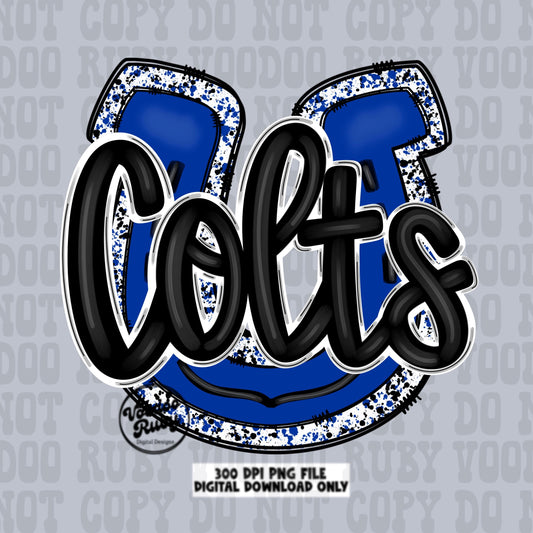 Colts PNG Design Sublimation Hand Drawn Digital Download Blue Colts Football Mascot DTF Printable