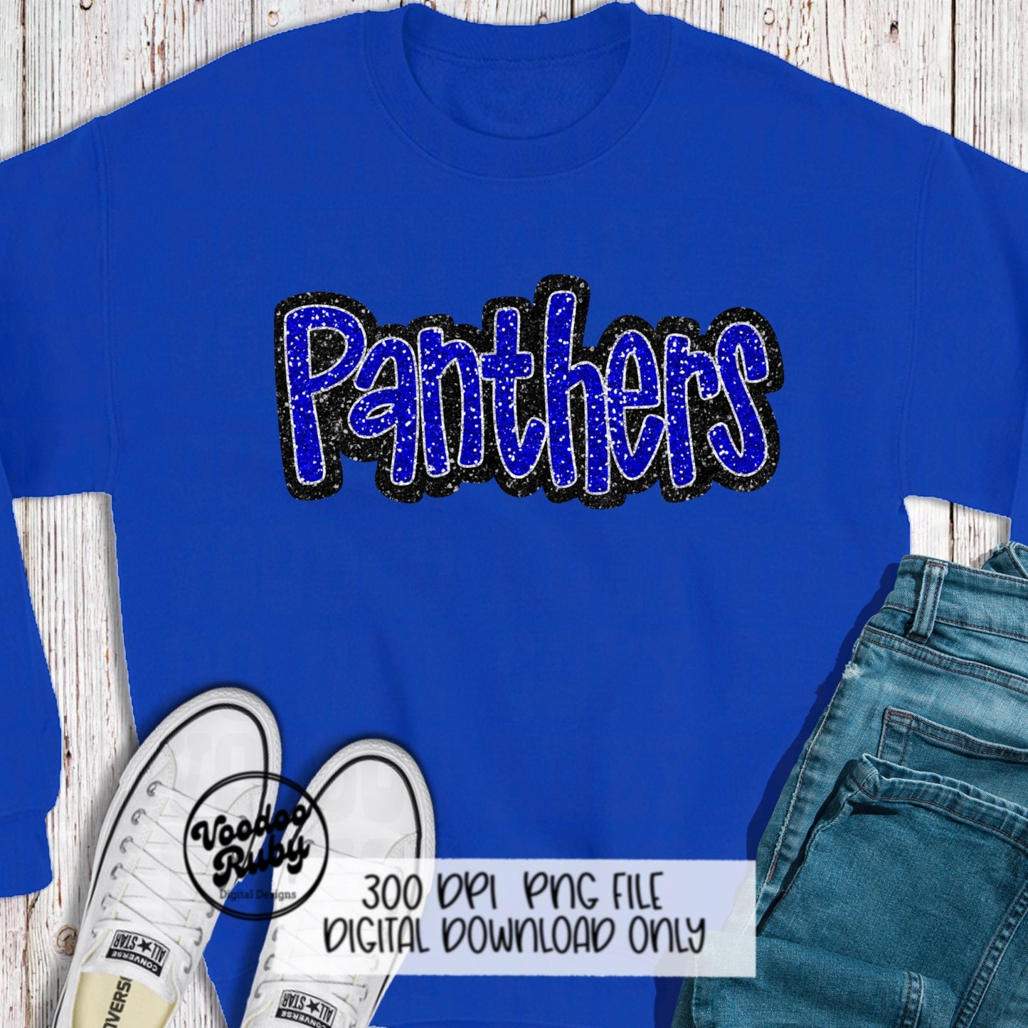 Panthers PNG Design Sequins Glitter Hand Drawn Digital Download Faux Sequins Patch PNG Printable Faux Appliqué Panthers Football DTF