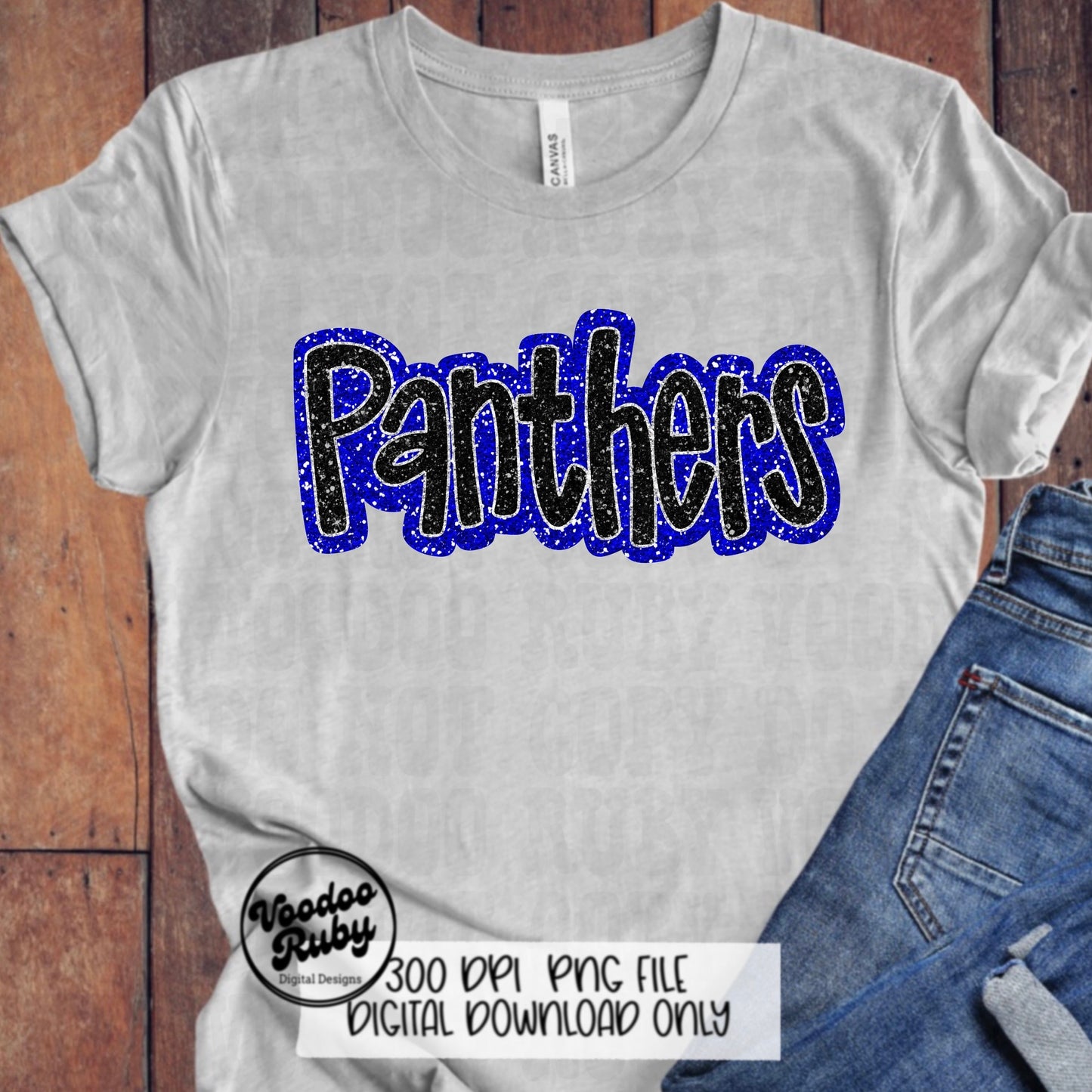 Panthers PNG Design Sequins Glitter Hand Drawn Digital Download Faux Sequins Patch PNG Printable Faux Appliqué Panthers Football DTF