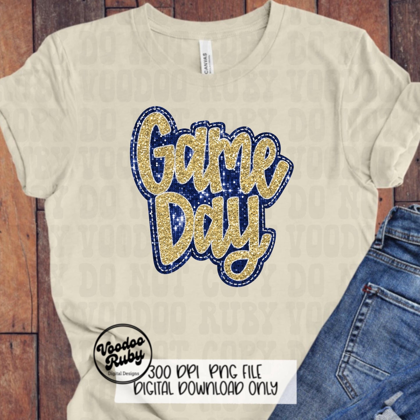 Sequin Game Day PNG Design Bundle Faux Embroidery PNG Hand Drawn Digital Download Faux Sequins png Printable Clip Art Dark Blue Gold DTF