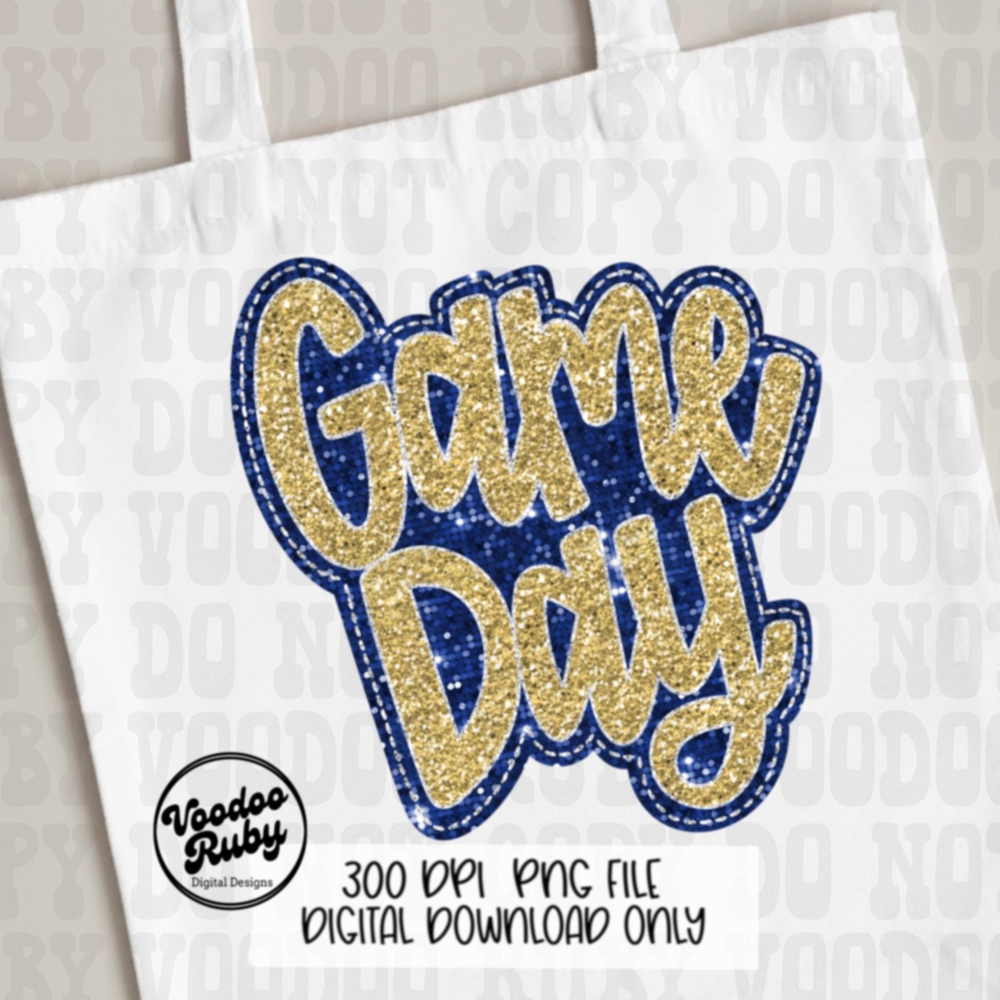 Sequin Game Day PNG Design Bundle Faux Embroidery PNG Hand Drawn Digital Download Faux Sequins png Printable Clip Art Blue Gold DTF