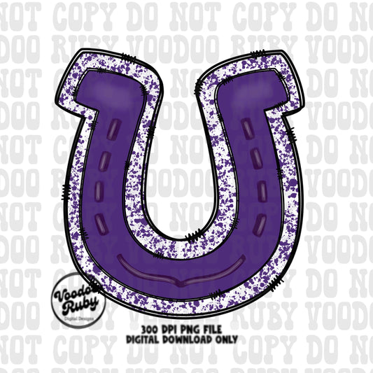 Purple Horseshoe PNG Sublimation Design Hand Drawn Digital Download Mascot PNG Purple png Horseshoe Football DTF Printable Mascot Blanks