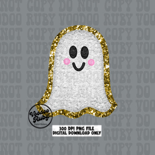 Cute Ghost PNG Design Faux Chenille Letter Patches Sublimation Digital Download Halloween PNG DTF Printable Faux Embroidery Png Halloween