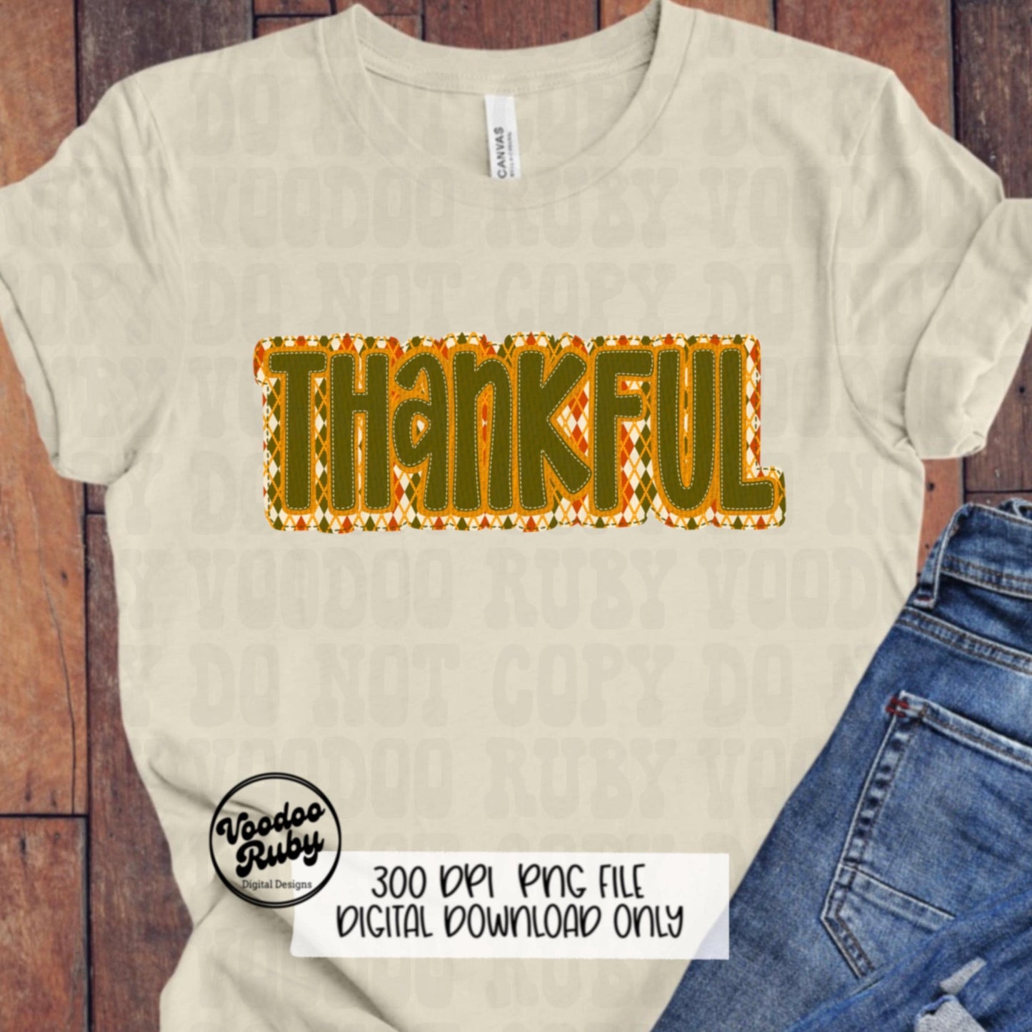 Thankful PNG Design Faux Applique Thanksgiving PNG Hand Drawn Digital Download Sublimation PNG Thanksgiving dtf printable Faux Embroidery