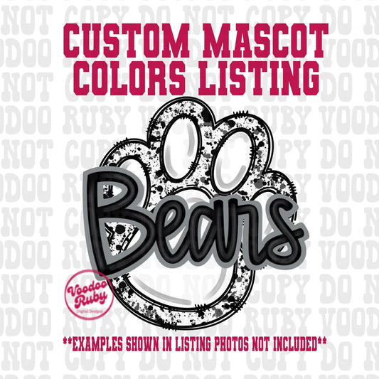 Hand Drawn Bears Mascot PNG: Football Paw Print, Sublimation Design (Digital Download