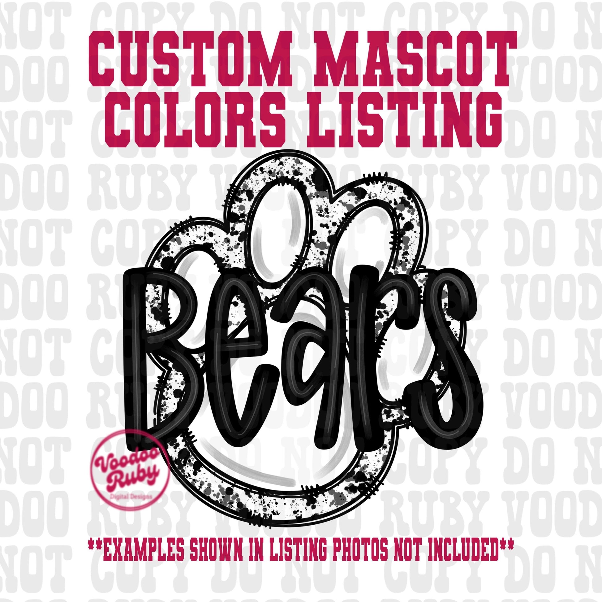 Hand Drawn Bears Mascot PNG: Football Paw Print, Sublimation Design (Digital Download