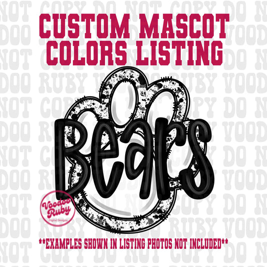 Hand Drawn Bears Mascot PNG: Football Paw Print, Sublimation Design (Digital Download