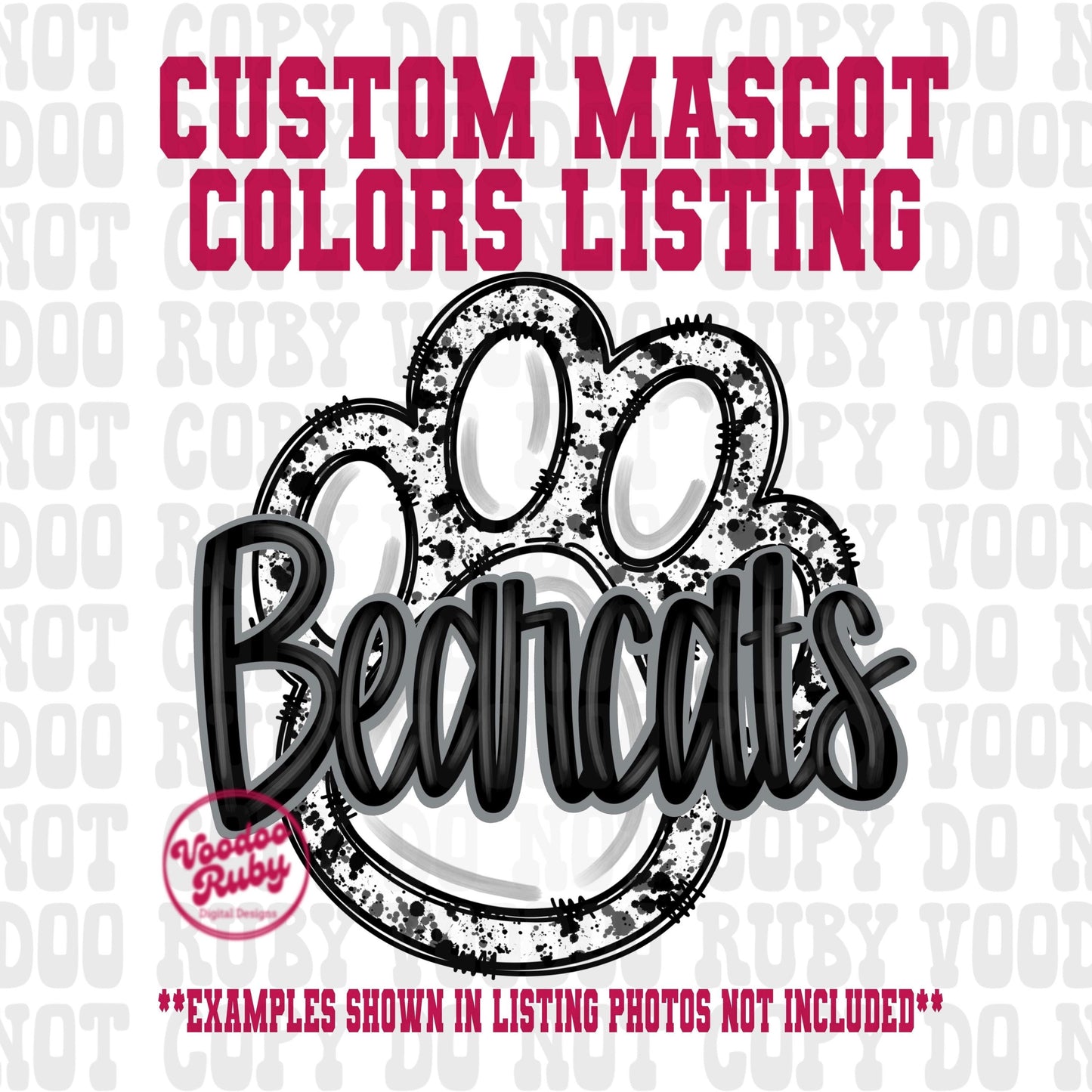 Bearcats PNG Design Custom Mascot Hand Drawn Digital Download Football PNG Bearcats Paw Print Sublimation Mascot DTF Printable Clip Art